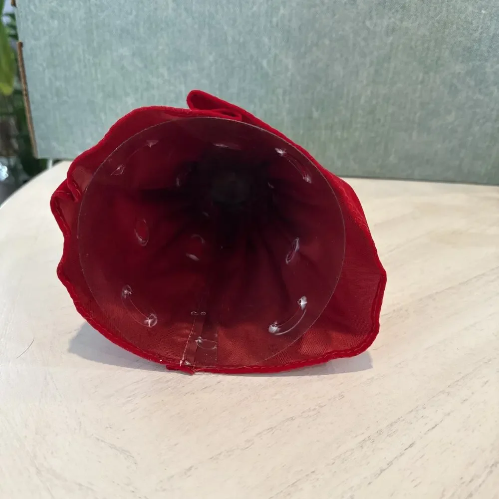 Angel Porcelain Face Hand Table Treetoper 12.5” Christmas Red Green Crush Velvet